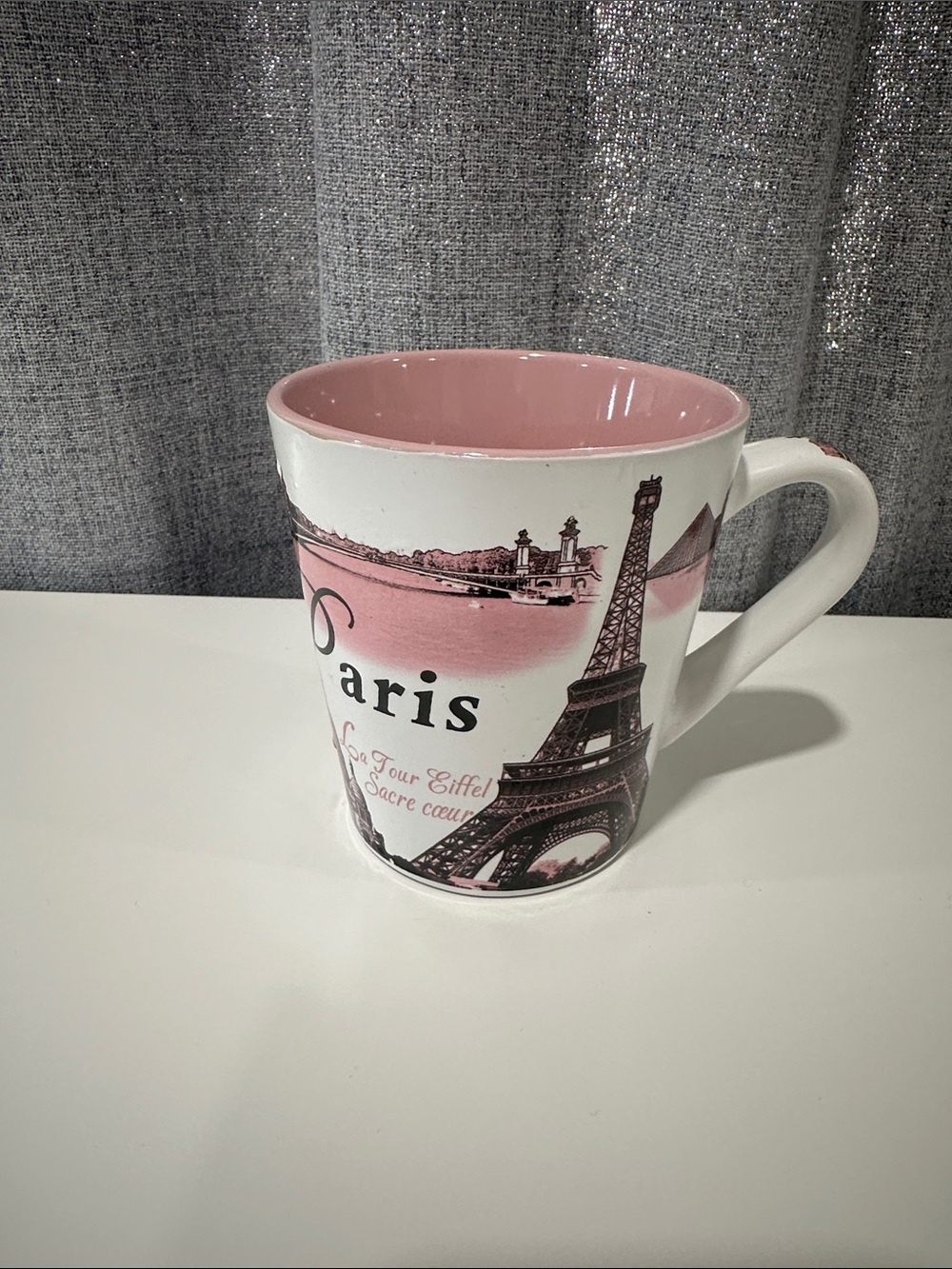 Paris Eiffel Tower Pink Ceramic Coffee Mug - Decorative Home Dining. 12oz